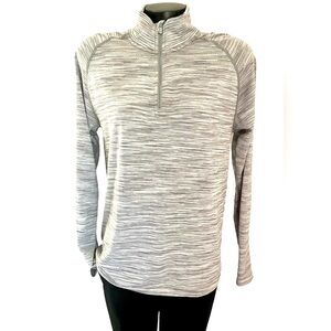 Athletic WEAR all MOTION gray Pullover Sweatshirt 1/4 ZIP Jacket Thumbholes! MED